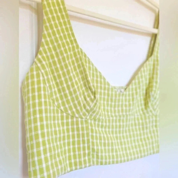 Elodie Green Gingham Corset Crop Top Women's Size XL - Picture 7 of 10